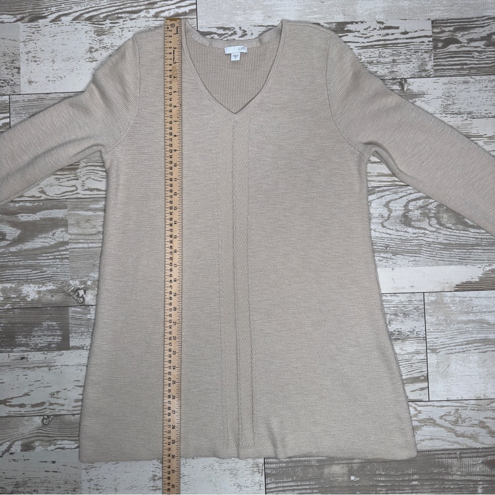 J. J. Jill Beige Cotton Blend V-Neck Sweater Dress Women’s Medium - Picture 7 of 11